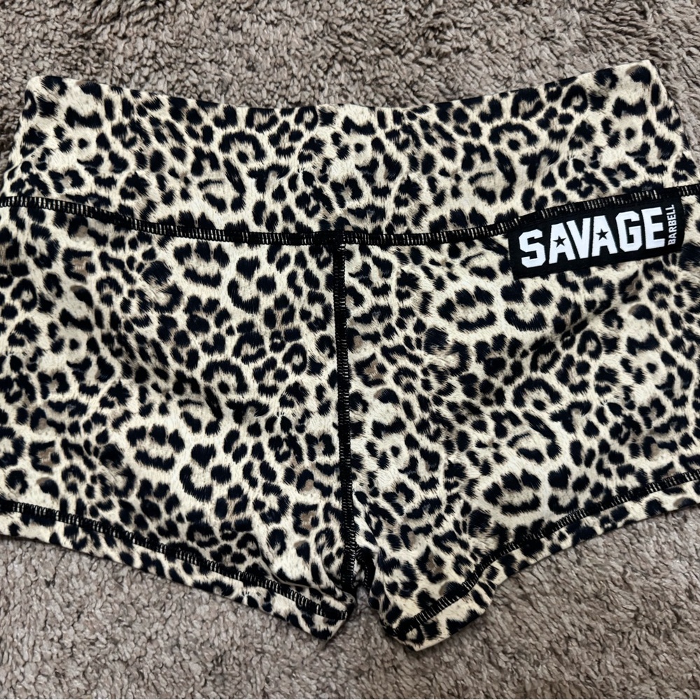 Salvage Women’s Leopard Print Shorts - Black and Tan